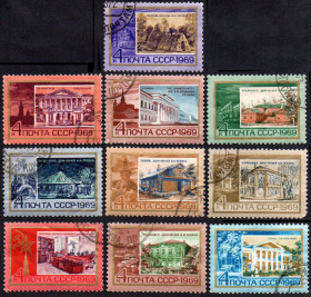 СРСР - СССР - ^/--/^ СРСР 1969 - Пам&amp;apos;ятні ленінські місця в СРСР  (Г) повна серія ^_^^^ СССР 1969 — Памятные ленинские места в СССР (Г) полная серия - фото фото фото