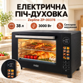 Мікрохвильові печі Микроволновые печи ^/--/^ Электрическая печь-духовка 38 литров с сенсорным управлением Zepline ZP-00378 3000 Вт ^_^^^ Електрична піч-духовка 38 літрів з сенсорним управлінням Zepline ZP-00378 3000 Вт - фото фото фото
