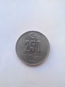 Туреччина Турция ^/--/^ Монета 250 Bin lira 2003 рік ^_^^^ Монета 250 Bin lira 2003 год - фото фото фото