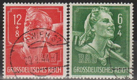 Третій Рейх (-) Третий Рейх (-) ^/--/^ 1944 - Рейх - Трудова Армія Mi.894-95 _гаш ^_^^^ 1944 - Рейх - Трудовая Армия Mi.894-95 _гаш - фото фото фото