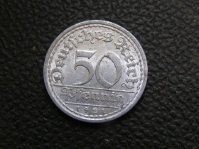 Веймарська республіка (-) Веймарская республика (-) ^/--/^ 50 пфенингов 1921 г A ^_^^^ 50 пфенінгів 1921 - фото фото фото