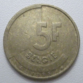 Бельгія Бельгия ^/--/^ Бельгія 5 франків 1986 року Belgie 42884 ^_^^^ Бельгия 5 франков 1986 года Belgie 42884 - фото фото фото