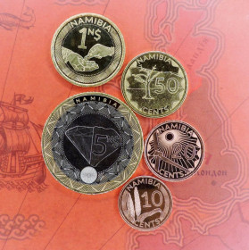 Намібія Намибия ^/--/^ Намибия Намібія - набір 5 монет 10 20 50 Cents 1 5 Dollars 2025 UNC ^_^^^ Намибия Намибия - набор 5 монет 10 20 50 Cents 1 5 Dollars 2025 UNC - фото фото фото