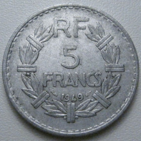 Франція Франция ^/--/^ Франція 5 франків 1949 року 42125 ^_^^^ Франция 5 франков 1949 года 42125 - фото фото фото