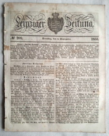 Періодичні видання Периодические издания ^/--/^ Газета Leipziger Zeitung №209 1855 р. Кримська війна, Німеччина ^_^^^ Газета Leipziger Zeitung No /--/ 209 1855 г. Крымская война, Германия - фото фото фото