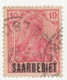 Веймарська республіка Веймарская республика ^/--/^ Германия   ( Саар)   1920  г. № 33  гашеная ^_^^^ Німеччина (Саар) 1920 р. No 33 гашена - фото фото фото