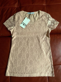 Футболки Футболки ^/--/^ Футболка кружевная Zara, нежно-розовая, р.xs/s ^_^^^ Футболка мережева Zara, ніжно-рожева, р.xs/s - фото фото фото