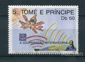 Освоєння космосу Освоение космоса ^/--/^ Сан Томе St Thomas &amp;amp; Prince  Space 1989 Mi 1150 25 /--/ th anniversary of of Telstar MNH ^_^^^ Сан Томе St Thomas &amp;amp; Prince Space 1989 Mi 1150 25 /--/ th anniversary of Telstar MNH - фото фото фото