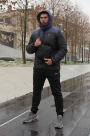 Куртки Куртки ^/--/^ Комплект мужской Nike: куртка зимняя &amp;quot;Frost&amp;quot; сине-черная + брюки из трехнитки утепленные ч - фото фото фото