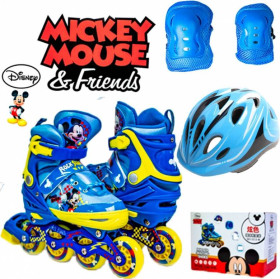 Дитячі ролики та скейти Детские ролики и скейты ^/--/^ Комплект роликов Disney Mikey /--/ 2 34-38 Все колеса светятся Защита + Шлем с регулировкой и маячком ^_^^^ Комплект роликів Disney Mikey /--/ 2 34-38 Всі колеса світяться Захист + Шолом з регулюванням і маячком - фото фото фото