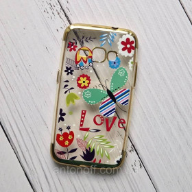 Зарядні пристрої Зарядные устройства ^/--/^ Чохол для Samsung Galaxy J /--/ 1 2016 (J /--/ 120) силіконовий, квітковий принт, золотистий ^_^^^ Чехол Samsung J /--/ 120 /--/ H Galaxy J /--/ 1 2016 для телефона силиконовый - фото фото фото