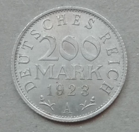 Інше Другое ^/--/^ Германия 200 марок 1923   Монетный двор А  (Берлин)  СТАН ^_^^^ Німеччина 200 марок 1923 Монетний двір А (Берлін) - фото фото фото