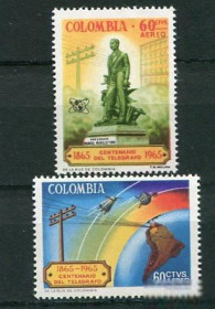 Освоєння космосу Освоение космоса ^/--/^ Колумбия 1965 Космос Mi 1063-1064 Спутники Связь MNH Легкие помарки на одной марке ^_^^^ Колумбія 1965 Космос Mi 1063-1064 Супутники Зв'язок MNH Легкі помарки на одній марці - фото фото фото