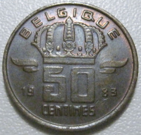 Бельгія Бельгия ^/--/^ Бельгія 50 сантимів 1983 року Belgique 42496 ^_^^^ Бельгия 50 сантимов 1983 года Belgique 42496 - фото фото фото