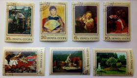 СРСР - СССР - ^/--/^ СССР 1973 Зарубежная живопись, Эрмитаж, гашеные ^_^^^ СРСР 1973 Зарубіжний живопис, Ермітаж, гашені - фото фото фото