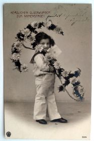Іноземні Иностранные ^/--/^ Открытка почтовая карточка С именинами! 1910 г. Germany Fv /--/ 8.2 ^_^^^ Поштова картка з іменинами! 1910 — Germany Fv /--/ 8.2 - фото фото фото