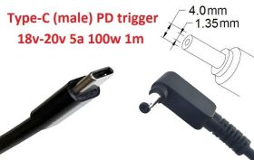 Інше Другое ^/--/^ Кабель-переходник триггер PD 18-20 /--/ v Type-C (max 5 /--/ a, 100 /--/ w) на 4.0 /--/ x /--/ 1.35 /--/ mm 1 /--/ m з USB Type-C (male) Power - фото фото фото