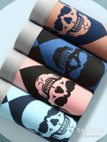 Нижня білизна, плавки Нижнее белье, плавки ^/--/^ M L XL 4 шт Набір стильних чоловічих трусів боксерів з принтом черепи ^_^^^ M L XL 4 шт Набор стильных мужских трусов боксеров с принтом черепа - фото фото фото
