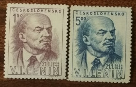Чехословаччина Чехословакия ^/--/^ Чехословакия 25 лет со дня смерти Владимира Ленина 1949 ^_^^^ Чехословаччина 25 років з дня смерті Володимира Леніна 1949 - фото фото фото