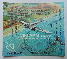 В'єтнам Вьетнам ^/--/^ Вьетнам 1984 Самолет, блок, гашеный ^_^^^ 1984 Літак, блок, гашений - фото фото фото
