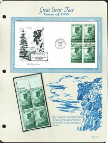 Північна Америка Северная Америка ^/--/^ США 1955  г - квартблок MNH + КПД  ХМК с квартблоком  -  старик скала ^_^^^ 1955 — квартблок MNH + ККД ХМК з квартблоком — старий скеля - фото фото фото