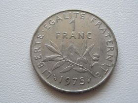 Франція Франция ^/--/^ Франция 1 франк 1975 года 24365 ^_^^^ Франція 1 франк 1975 24365 - фото фото фото