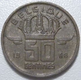 Бельгія Бельгия ^/--/^ Бельгія 50 сантимів 1968 року Belgique 42446 ^_^^^ Бельгия 50 сантимов 1968 года Belgique 42446 - фото фото фото