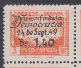 Південна Америка Южная Америка ^/--/^ Боливия 1950 РЕВОЛЮЦИЯ ГОРА ЛА ПАЗ ВЕРШИНА ПИК МЕРЗЛОТА ТУРИЗМ АЛЬПИНИЗМ НАДПЕЧАТКА Mi.446** MNH ^_^^^ Болівія 1950 РЕВОЛЮЦІЯ ГОРА ЛА ПАЗ ВЕРШИНА ПІК МЕРЗЛОТА ТУРИЗМ АЛЬПІНІЗМ НАДАННЯ Mi.446** MNH - фото фото фото