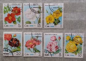 Флора Флора ^/--/^ Куба 1979 г - розы, гаш, 8 шт  (см.фото) ^_^^^ Куба 1979 — троянди - фото фото фото