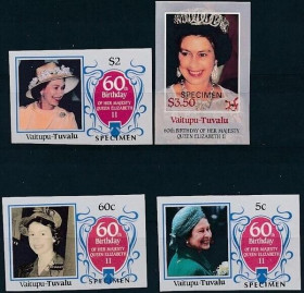 Інше Другое ^/--/^ Ваитупу Тувалу  60-летие Елизаветы II Образец Specimen 1986 ^_^^^ Ваітупу Тувалу 60-річчя Єлизавети II Зразок Specimen 1986 - фото фото фото