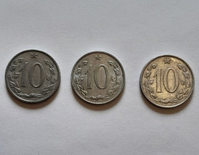 Чехословаччина Чехословакия ^/--/^ Лот 3 шт 10 геллерів Чехословаччина 10 геллеров ЧССР 1967-69 ^_^^^ Лот 3 шт 10 геллеров Чехословакия 10 геллеров ЧССР 1967-69 - фото фото фото