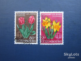 Флора Флора ^/--/^ 2 марки Люксембург 1955 флора цветы тюльпаны нарциссы гаш ^_^^^ 2 марки Люксембург 1955 флора квіти тюльпани нарциси гаш - фото фото фото