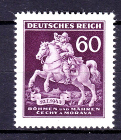 Третій Рейх (-) Третий Рейх (-) ^/--/^ Богемия и Моравия , Рейх  1943 г MNH  - день почтовой марки ^_^^^ Богемія і Моравія, Рейх 1943 р MNH - день поштової марки - фото фото фото