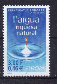Малі Держави Європи Малые Государства Европы ^/--/^ Андорра  2001 г  MNH - экология - вода ^_^^^ Андорра 2001 р MNH - екологія - вода - фото фото фото