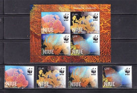 Фауна Фауна ^/--/^ NM Фауна  Ниуэ / Niue 2012 г ** - WWF - блок + марки - морской веер ^_^^^ NM Фауна Ніуе / Niue 2012 р ** - WWF - блок + марки - морський віяло - фото фото фото