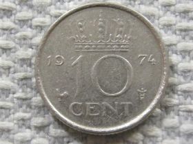 Нідерланди Нидерланды ^/--/^ Нидерланды 10 центов 1974 года #3957 ^_^^^ Нідерланди 10 центів 1974 року #3957 - фото фото фото