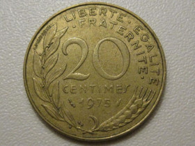 Франція Франция ^/--/^ Франция 20 сантимов 1975 года 38123 ^_^^^ Франція 20 сантимів 1975 38123 - фото фото фото