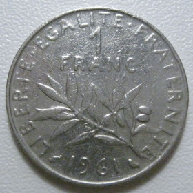 Франція Франция ^/--/^ Франція 1 франк 1961 року 43693 ^_^^^ Франция 1 франк 1961 года 43693 - фото фото фото