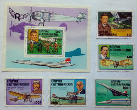 ЦАР ЦАР ^/--/^ ЦАР 1977 История авиации, самолеты, гашеные  (КЦ=8 евро) ^_^^^ Історія авіації, літаки, гашені (КЦ = 8 євро) - фото фото фото