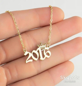 Ланцюжки Цепочки ^/--/^ Колье 2016 с короной на цепочке Stainless Steel Gold ^_^^^ Кольє 2016 з короною на ланцюжку Stainless Steel Gold - фото фото фото