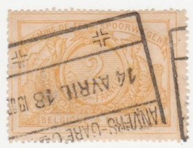 Бенілюкс Бенилюкс ^/--/^ Бельгия  Железнодорожные бандерольные  1892  г. № 27 гашеная ^_^^^ Бельгія Залізничні бандерольні 1892 р. No 27 гашена - фото фото фото
