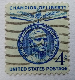 Північна Америка Северная Америка ^/--/^ США 1959 Хосе де Сан-Мартин, 4 /--/ с, гашеная ^_^^^ США 1959 Хосе де Сан-Мартін, 4 /--/ с, гашена - фото фото фото