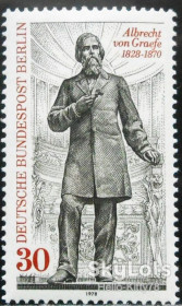 НДР, ФРН ГДР, ФРГ ^/--/^ Западный Берлин 1978 медицина Грефе искусство скульптура Зиммеринг Mi 569 MNH ^_^^^ Західний Берлін 1978 медицина Грефе мистецтво скульптура Зіммерінг Mi 569 MNH - фото фото фото