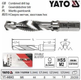 Інші інструменти Другие инструменты ^/--/^ Сверло метчик YATO М /--/ 6 /--/ х /--/ 1 мм HSS М /--/ 2 HEX-1/4 l /--/ 44/8 мм YT-44843 ^_^^^ YATO М /--/ 6 /--/ х /--/ 1 мм HSS М /--/ 2 HEX-1/4&amp;quot; l /--/ 44/8 мм YT-44843 - фото фото фото