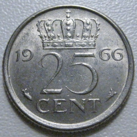 Нідерланди Нидерланды ^/--/^ Нідерланди 25 центів 1966 року 41197 ^_^^^ Нидерланды 25 центов 1966 года 41197 - фото фото фото