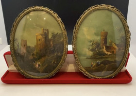 Картини, Гравюри, Живопис та Графіка Картины, Гравюры, Живопись и Графика ^/--/^ 6 /--/ lt /--/ 158 Картина, две картины. Пейзаж со старинным замком. 19 век, Италия. Живопись, масло, в бронзовой рамке под выпуклым стеклом. Размер рамки 13*9,8 см. Хорошее состояние. ^_^^^ 6 /--/ lt /--/ 158 Картина, дві картини. Пейзаж зі старовинним замком. 19 століття, Італія. Живопис, олія, в бронзовій рамці під опуклим склом. Розмір рамки 13*9,8 см. Хороший стан. - фото фото фото