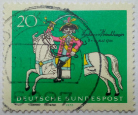 НДР, ФРН ГДР, ФРГ ^/--/^ Германия 1970 Барон Мюнхаузен, гашеная ^_^^^ Німеччина 1970 Барон Мюнхаузен, гашена - фото фото фото