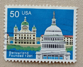 Архітектура Архитектура ^/--/^ США 1991 г - 700-летие основания Швейцарии, гаш ^_^^^ США 1991 р - 700-річчя заснування Швейцарії, гаш - фото фото фото