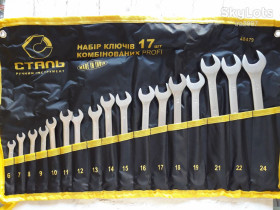 Ключі Ключи ^/--/^ Набір комбінованих ключів CRV 6-24 мм 17 шт.Сталь 48479 в чохлі ^_^^^ Набор комбинированных ключей CRV 6-24 мм 17 шт. Сталь 48479 в чехле - фото фото фото