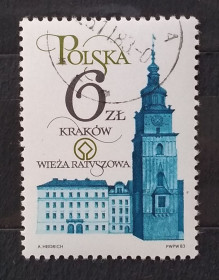 Архітектура Архитектура ^/--/^ Польша 1983 г - Реставрация памятников Кракова. Башня ратуши, гаш ^_^^^ Польща 1983 р. - Реставрація пам'яток Кракова. Вежа ратуші, гаш - фото фото фото